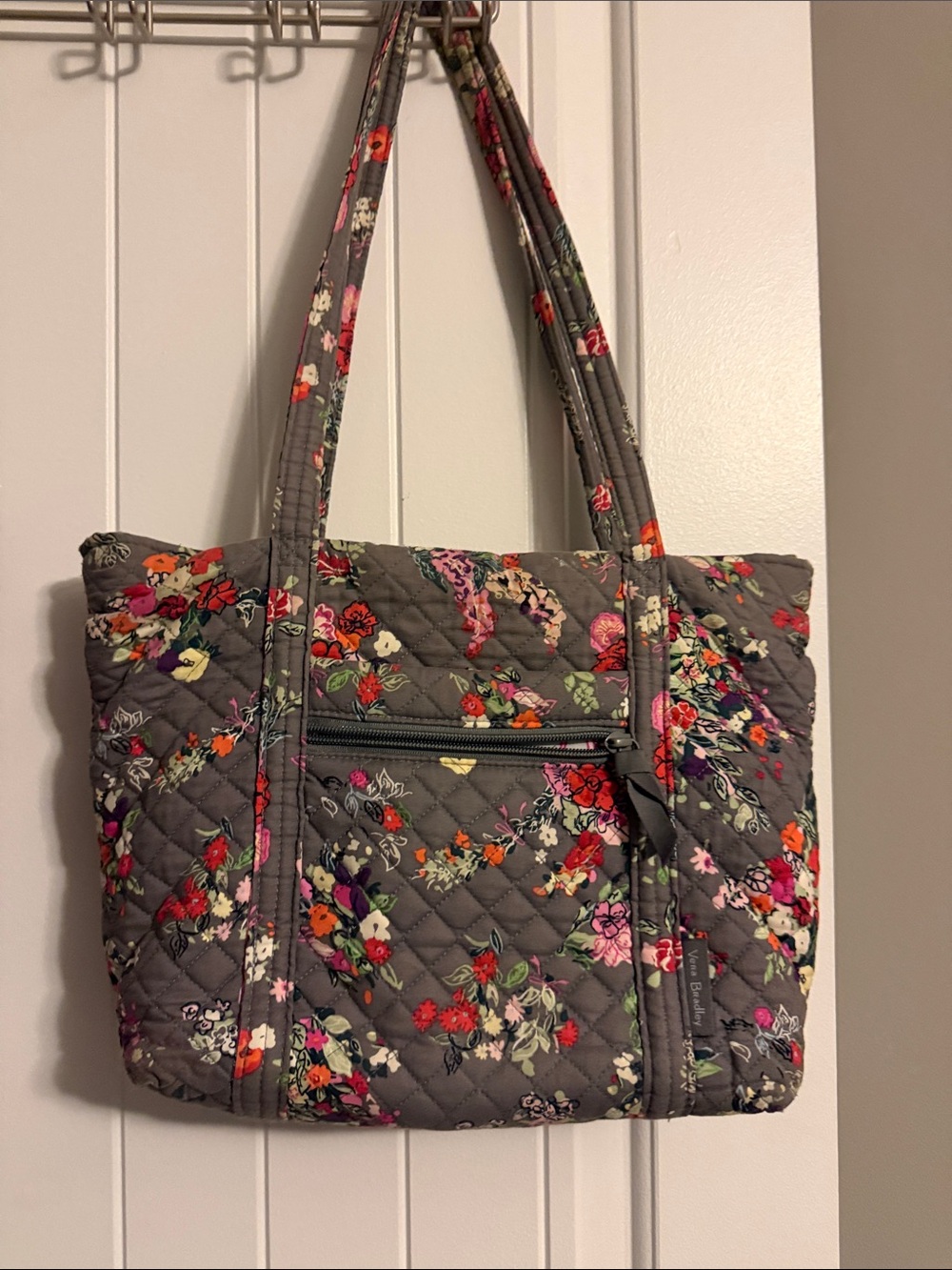 Vera Bradley Gray Quilted Floral Shoulder Bag